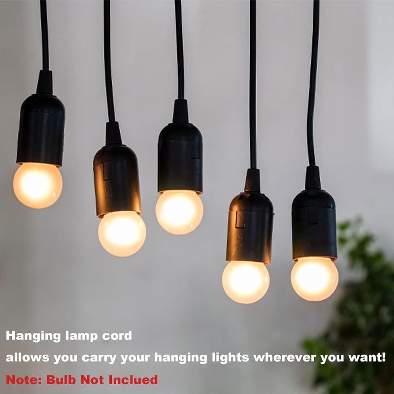 OmiSun Plug in Hanging Light Kit, Retro Hanging Lights with Plug in Cord, E26 E27 Industrial Pendant Light Fixture, 9.8 FT Cord with On/Off Switch Hanging Lamp for Living Room Bedroom 2 Pack (Black) - Image 5